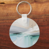 Abstract Turquoise Witte Textuur Sleutelhanger (Achterkant)