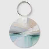 Abstract Turquoise Witte Textuur Sleutelhanger (Achterkant)