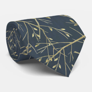 Abstract Twigs Navy blauw grijs Stropdas