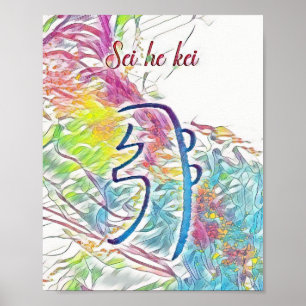 Abstract Usui Reiki Symbool Sei He Kei Poster