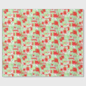 Abstract vakantieontwerp Rood en Groen op wit Cadeaupapier (Vlak)