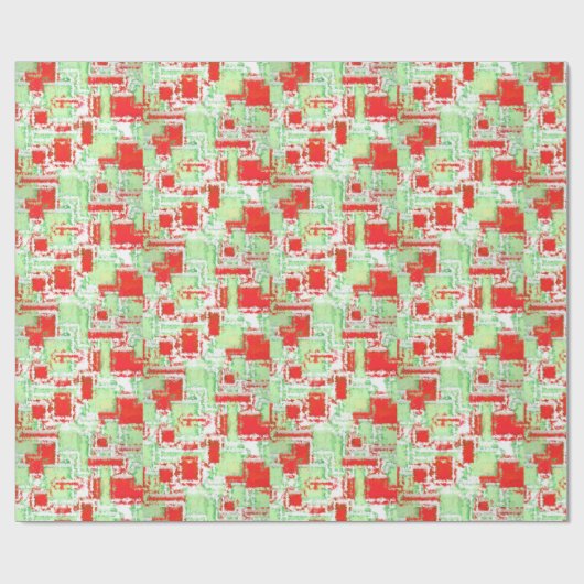 Abstract vakantieontwerp Rood en Groen op wit Cadeaupapier (Vlak)