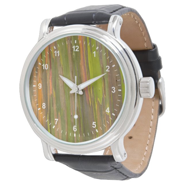 Abstract van eucalyptusbast horloge (Gekanteld)