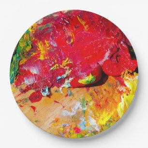 Abstract van het kleurrijke artistieke palet papieren bordje
