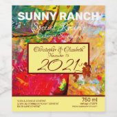 Abstract van het palet van de Tsjetsjeense kunsten Wijn Etiket (Enkel label)