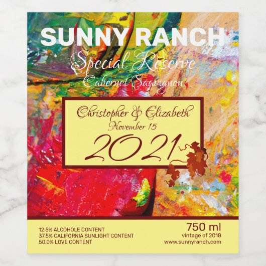 Abstract van het palet van de Tsjetsjeense kunsten Wijn Etiket (Enkel label)