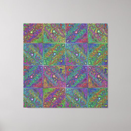 abstract veelkleurig neon tegel ontwerp canvas afdruk (Voorkant)