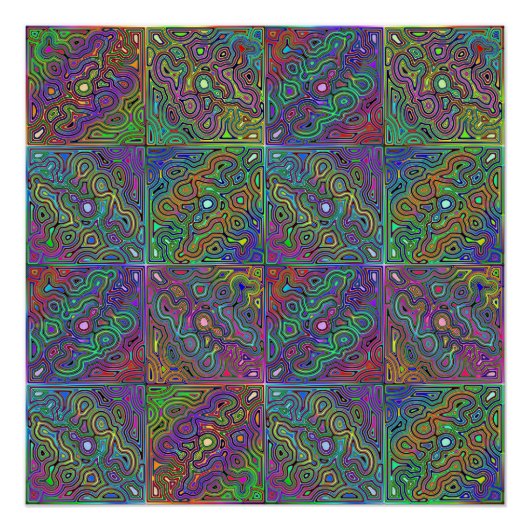 abstract veelkleurig neon tegel ontwerp perfect poster (Voorkant)