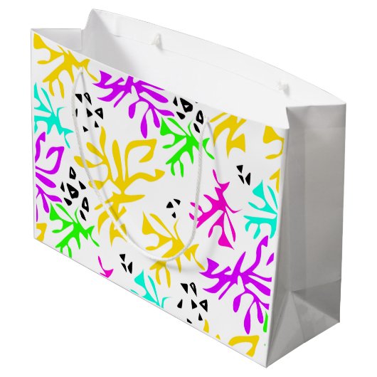 Abstract veelkleurig neonpatroon groot cadeauzakje (Achterkant Gekanteld)