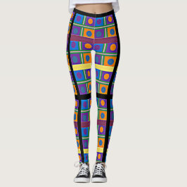 Abstract veelkleurig patroon met vierkanten en Sti Leggings