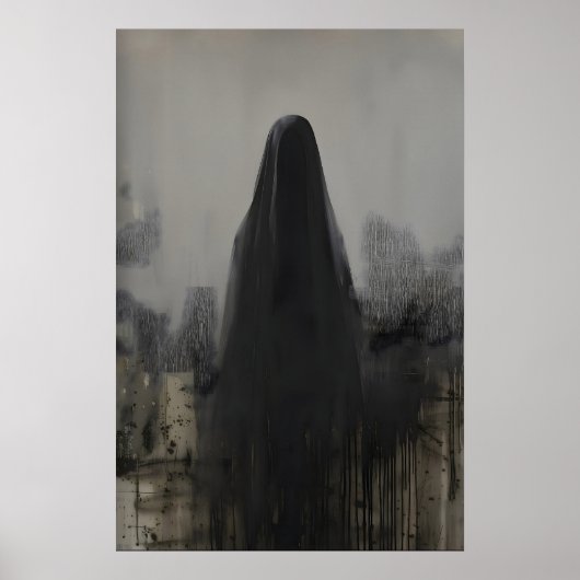 Abstract Veiled Person Gothic Art Printable Poster (Voorkant)