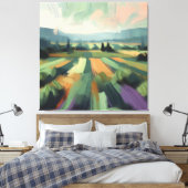 Abstract Veld met Sinaasappel, Groenen, Paarse, Ro Canvas Afdruk (Insitu (Slaapkamer))