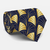 Abstract ventilatorverloopGold Vector Pattern Navy Stropdas (Opgerold)