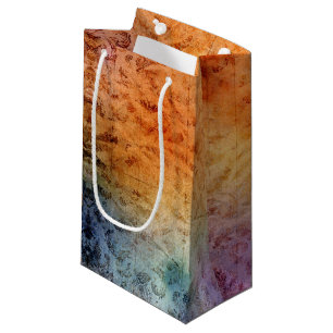 Abstract Verbrand Oranje Paars Damast Alcoholinkt Klein Cadeauzakje