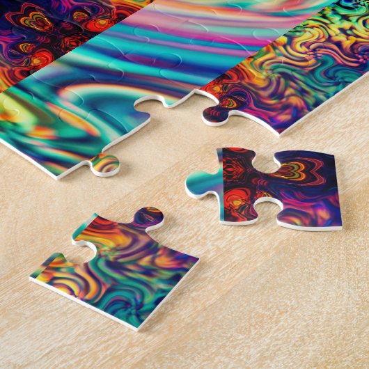 Abstract verdeeld Gelaagd Psychedelisch Kunstwerk Legpuzzel (Zijkant)