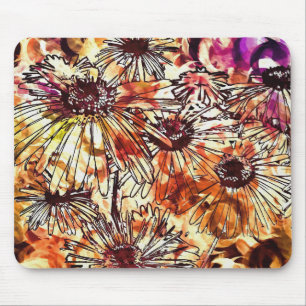 Abstract verfklodder zonnebloempatroon muismat