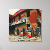 Abstract verlaten tankstation AI Art Canvas Afdruk (Voorkant)