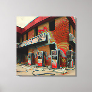 Abstract verlaten tankstation AI Art Canvas Afdruk