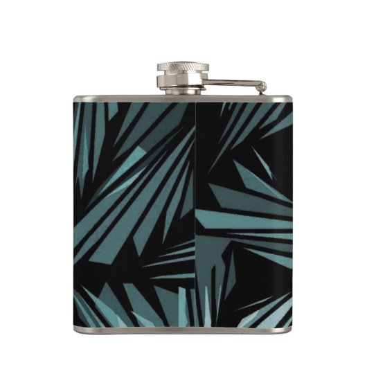 Abstract verschrompeld glazen blauw patroon heupfles (Achterkant)