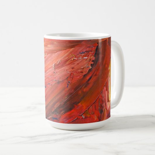 Abstract Vertical Gesture in Red Koffiemok (Voorkant rechts)