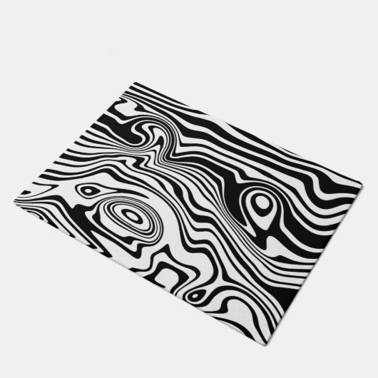 Abstract Verwrongen Zwart Wit Deurmat - (Schuin)