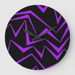 Abstract, vet, levendig geometrisch zigzagpatroon grote klok