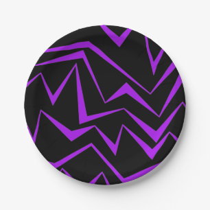 Abstract, vet, levendig geometrisch zigzagpatroon papieren bordje