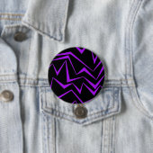 Abstract, vet, levendig geometrisch zigzagpatroon ronde button 7,6 cm (In situ)