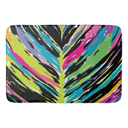 Abstract vibrant multicolor tropisch leder badmat (Voorkant)