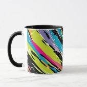Abstract vibrant multicolor tropisch leder mok (Links)