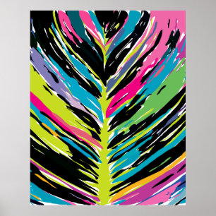 Abstract vibrant multicolor tropisch leder poster