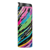 Abstract vibrant multicolor tropisch leder thermosbeker (Geroteerd rechts)