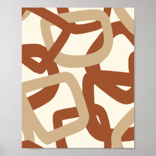 Abstract Vierkant Ingewikkeld Aards Neutraal Geome Poster