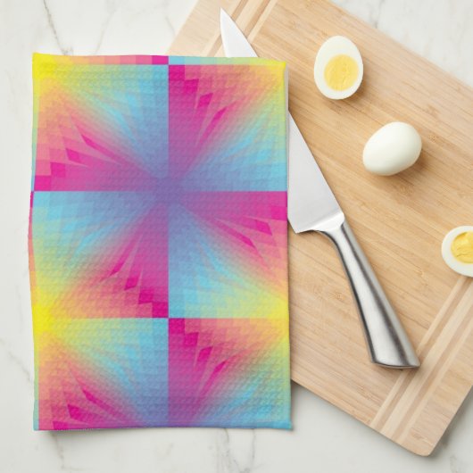 Abstract vierkant vectormozaïek theedoek (Quarter Fold)