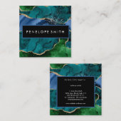 Abstract vierkant Visitekaartje Blauw en Groen Aga (Voorkant / Achterkant)