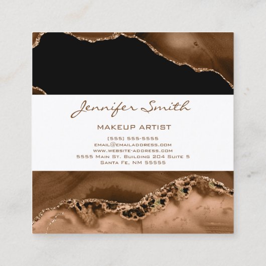 Abstract vierkant Visitekaartje bruin geagate brui (Achterkant)