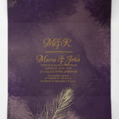 Abstract Violet Zwart Glam Brush Strokes Bruiloft Drieluik Uitnodiging (Binnenkant midden)