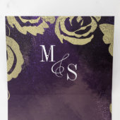 Abstract Violet Zwart Glam Goud Rozen Bruiloft Drieluik Uitnodiging (Binnenzijde eerst)