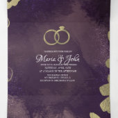 Abstract Violet Zwart Glam Goud Rozen Bruiloft Drieluik Uitnodiging (Binnenkant midden)