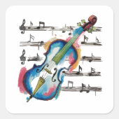 Abstract Violin Square Sticker (Voorkant)