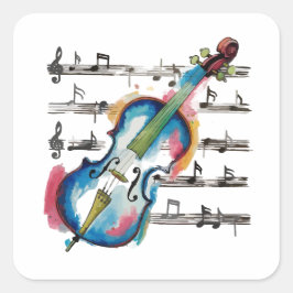 Abstract Violin Square Sticker