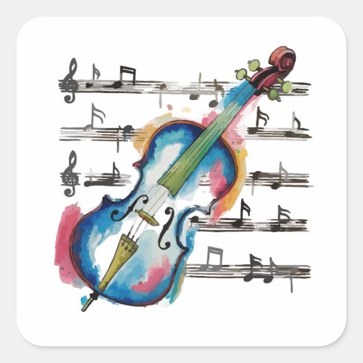 Abstract Violin Square Sticker (Devant)