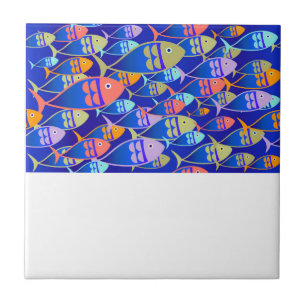 Abstract visblauwpatroon tegeltje