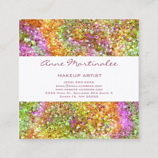 Abstract Visitekaartje Glitter Stars Square (Achterkant)