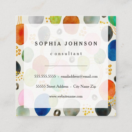 Abstract Visitekaartje met goudglitterkunst (Achterkant)