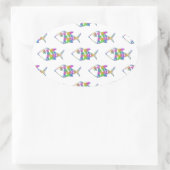 Abstract vispatroon ovale sticker (Tas)