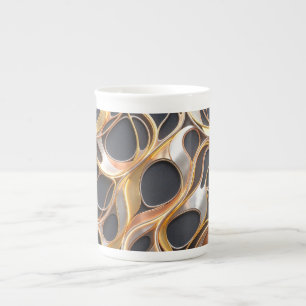 Abstract Vloeibaar Metallic Ontwerp gekleurd Goud Porselein Kop