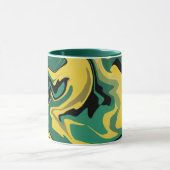 Abstract vloeiend groen en geel ontwerp mok (Midden)