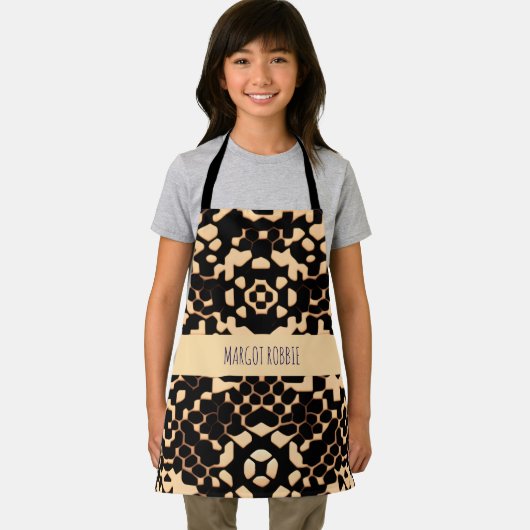 Abstract Voetbal Halftone Zwart Biege Pattern Schort (Insitu)