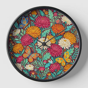 Abstract Volkskunst Chrysanthemum Vlinders Kunstkl